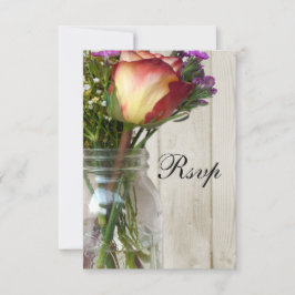 メイソンジャー(バラとワイルドフラワー付き) 出欠カード