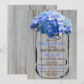 メイソンジャー バーンワード ブルーハイドランジア ブライダルシャワー 招待状 (正面/裏面)