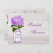 メイソンジャー&パープルハイドランジアグレーブライダルシャワー 招待状 (正面/裏面)