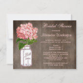 メイソンジャー&ピンクハイドランジア素朴ブライダルシャワー 招待状 (裏面)