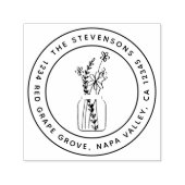 メイソンジャー&フラワーズラウンドネーム&差出人住所 セルフインキングスタンプ (デザイン)