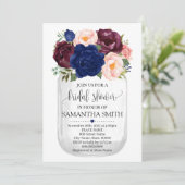 メイソンジャー ブライダルシャワー ネイビー フラワーズ カントリー シック 招待状 (スタンド正面)