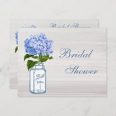 メイソンジャー&ブルーハイドランジアグレーブライダルシャワー 招待状 (正面/裏面)