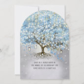 メイソンジャー ブルー シルバー ハート リーフ ツリー フェアリー ライト 招待状 (裏面)