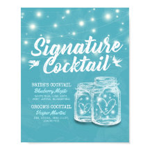 メイソンジャー ブルー フラワー ウェディング シグネチャードリンク メニュー
