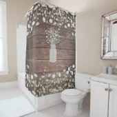 メイソンジャー　ベイビーズブレス　ラスティックウッド シャワーカーテン (インサイチュ)