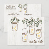 メイソンジャー & ホタルのクラシカルなウェディング 案内ポストカード (正面/裏面)