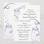 メイソンジャー&ホタル結婚式招待状-グレープ 招待状 (正面/裏面)