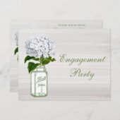 メイソンジャー & ホワイトハイドランジア シックグレーエンゲージメント 招待状 (正面/裏面)