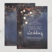 メイソンジャー ライト ツリー カーブド ハート ラスティック ウェディング 招待状 (正面/裏面)