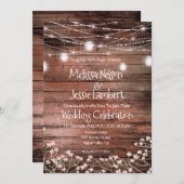 メイソンジャー ライト ベイビーズブレス ラスティック ウェディング 招待状 (正面/裏面)