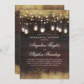 メイソンジャー ライト ラスティック ウッド リハーサル ディナー 招待状 (正面/裏面)