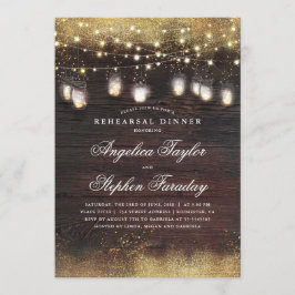 メイソンジャー ライト ラスティック ウッド リハーサル ディナー 招待状