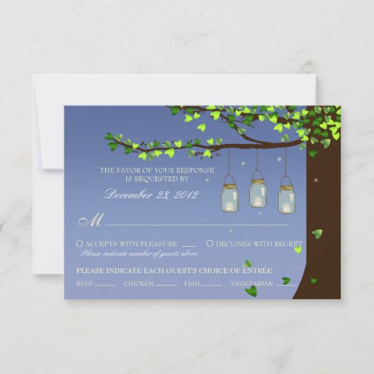 メイソンジャー ライト 樺の木 返信(食事オプション) 出欠カード (正面)