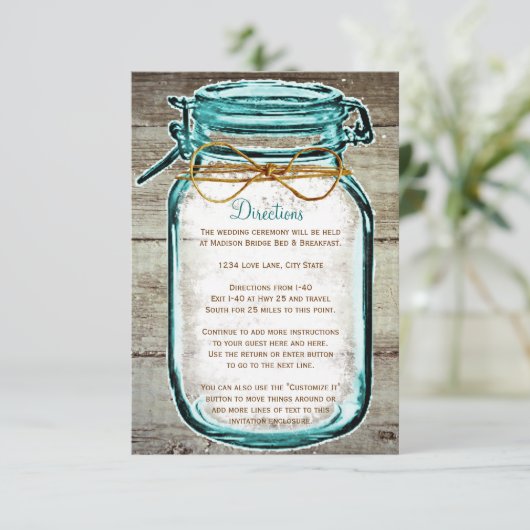 メイソンジャー　ラスティックウッド　ウェディングディレクションズ　封筒 エンクロージャーカード (スタンド正面)