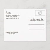 メイソンジャー ラスティック ひまわり Save the Date ポストカード (裏面)