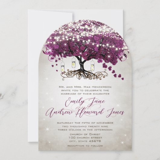 メイソンジャー ラディアントパープル ウェディング 招待状 (正面)
