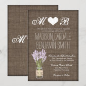 メイソンジャー ラベンダー ラスティック バルーン ウェディング 招待状 (正面/裏面)