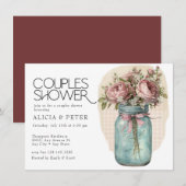 メイソンジャー | ローズ カップルシャワー 招待状 (正面/裏面)