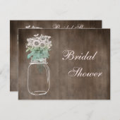 メイソンジャー&ワイルドフラワーズ素朴ブライダルシャワー 招待状 (正面/裏面)