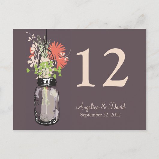 メイソンジャー&ワイルドフラワーテーブルカード ポストカード (正面)