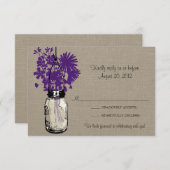 メイソンジャー＆ワイルドフラワー バルーン紙の返信カード 出欠カード (正面/裏面)