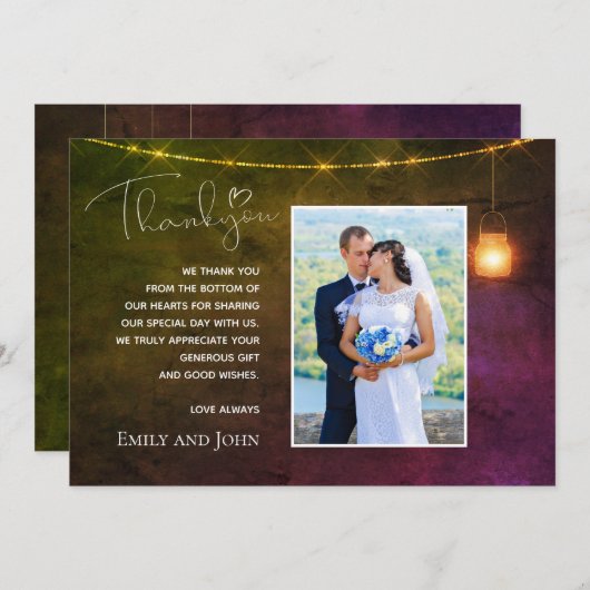 メイソンジャー 秋のあたたかい色の写真 ありがとうカード サンキューカード (正面/裏面)