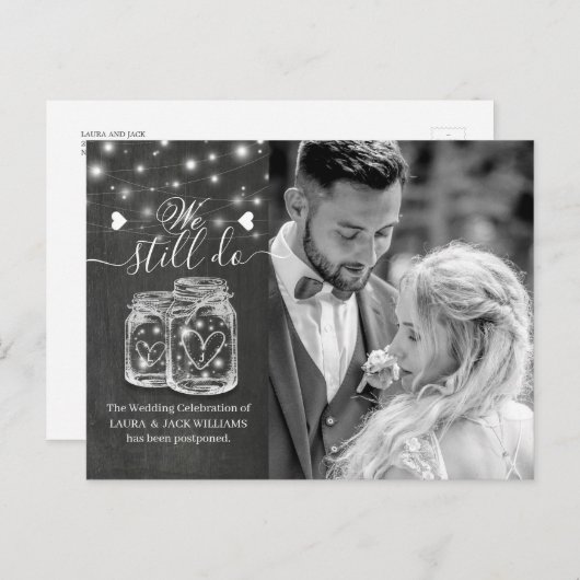 メイソンジャー 結婚延期 でも写真は撮るよ 案内ポストカード (正面/裏面)