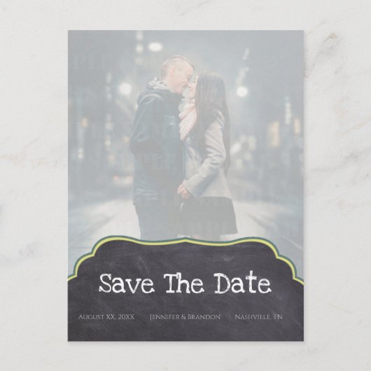 メイソンジャー 黒板風 写真付きSave The Date 案内ポストカード (正面)