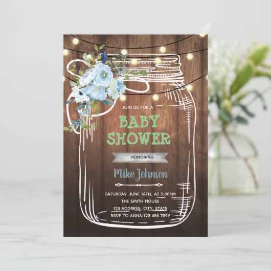 メイソンジャー BBQ シャワー 誕生日 招待状 (スタンド正面)