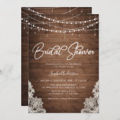 メイソンジャ素朴ーズウッドライトレースブライダルシャワー 招待状 (正面/裏面)