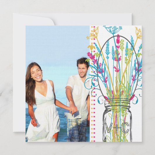 メイソンモダンジャールアクアイエローライムピンクフローラ 招待状 (裏面)