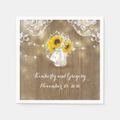 メイソン素朴の瓶と赤ん坊の息とヒマワリ スタンダードカクテルナプキン (正面)