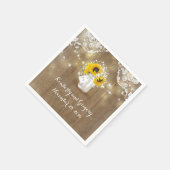 メイソン素朴の瓶と赤ん坊の息とヒマワリ スタンダードカクテルナプキン (角)