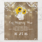 メイソン素朴の瓶と赤ん坊の息とヒマワリ ワインラベル (シングルラベル)