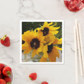 メイソン素朴の瓶に入った新鮮な黄色いヒマワリ スタンダードカクテルナプキン (インサイチュ)