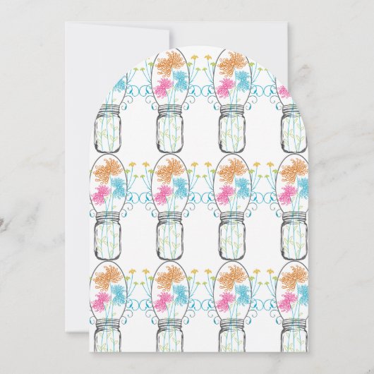 メイソン素朴ジャイルピンクコーラルアクアフローラ卒業 招待状 (裏面)