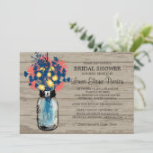 メイソン素朴ジャイルフラワーズブライダルシャワー 招待状 (スタンド正面)