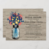 メイソン素朴ジャイルフラワーズブライダルシャワー 招待状 (正面/裏面)