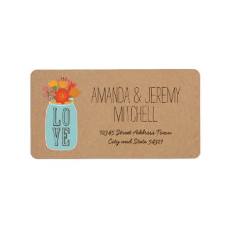 メイソン素朴ジャーと花を工芸紙 ラベル