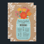 メイソン素朴ジャーと花を工芸紙 招待状<br><div class="desc">この結婚式招待状コレクションは、クラフトの紙の背景に花が詰まった素朴な手描きの石工の瓶を特徴としている。葉縁どは外に感じ出るし、春や夏の結婚式に最適だ。背景の色はあなたのカスタマイズモチーフに合わせることができる、ちょうどメッセージを送る。</div>