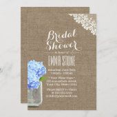 メイソン素朴ジャージュランジェアバーラップブライダルシャワー 招待状 (正面/裏面)