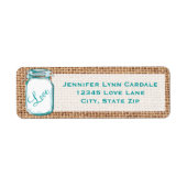 メイソン素朴ジャーティール(緑がかった色)バーラップ結婚ズ住所 シール (正面)