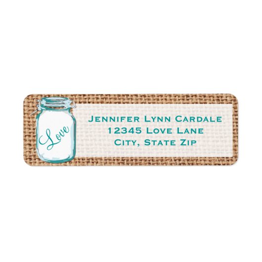 メイソン素朴ジャーティール(緑がかった色)バーラップ結婚ズ住所 シール (正面)