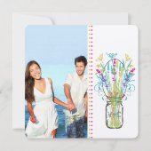 メイソン素朴ジャールアクアイエローライムピンクフローラ 招待状 (裏面)