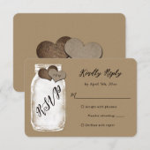 メイソン素朴ジャールクラフト紙ウェディングRSVP 出欠カード (正面/裏面)