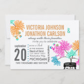 メイソン素朴ジャールミントピンクコーラルティール(緑がかった色)ズ結婚 招待状 (正面)