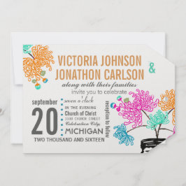 メイソン素朴ジャールミントピンクコーラルティール(緑がかった色)ズ結婚 招待状