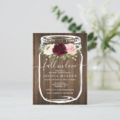 メイソン素朴ジャー秋インラブブライダルシャワー招待状 ポストカード (スタンド正面)