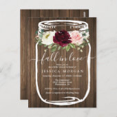 メイソン素朴ジャー秋インラブブライダルシャワー招待状 ポストカード (正面/裏面)